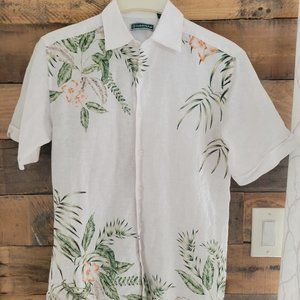 Cubavera Mens Linen Shirt Floral Wedding Groom Sz Small